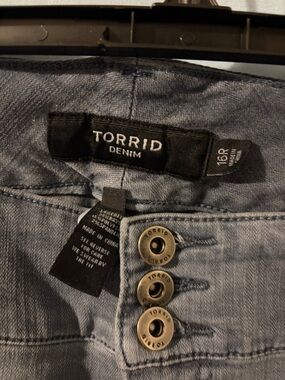 Torrid Blue/grey Triple-Button High Waist Jeans